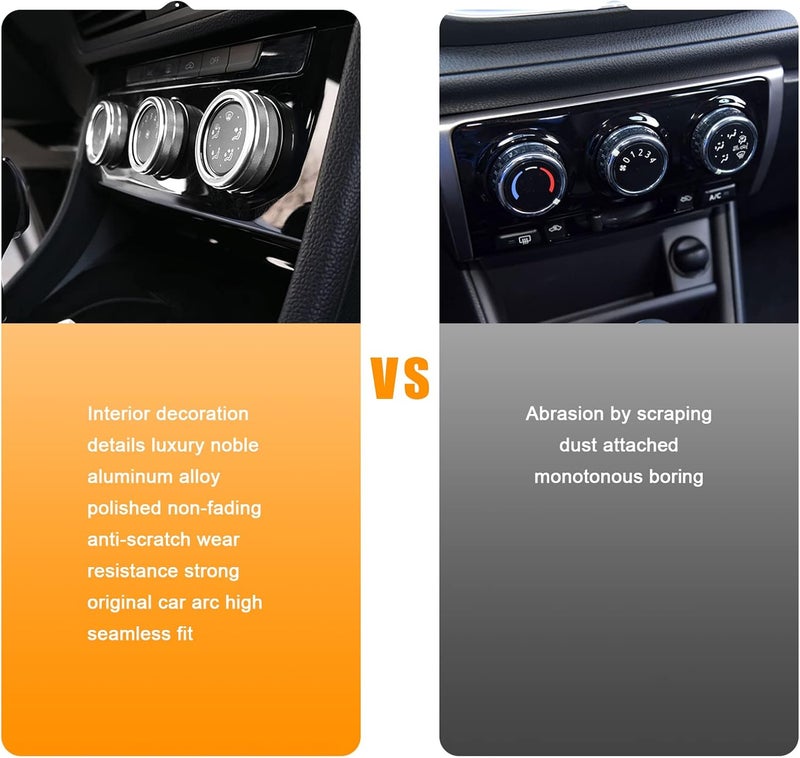 RBOKO 4PCS Accessories Air Conditioner AUTO Switch CD Button Knob Covers Aluminum Alloy Audio CD Knob Ring, Compatible with Toyota Tacoma 2023 2022 2021 2020 2019 2018 2017 2016 (Silver) - Image 5